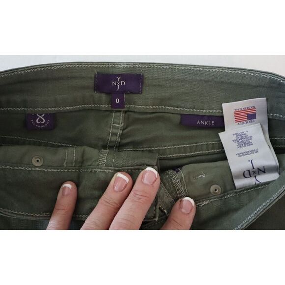 NYDJ Women's Sz 0 Green Marilyn Straight Cotton Blend Ankle Jeans $109 - Picture 4 of 6